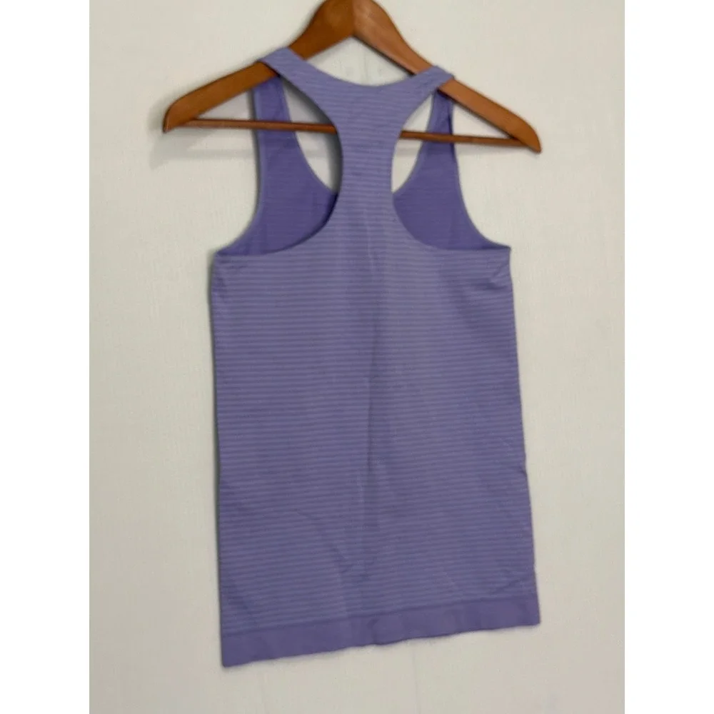 Under Armour HeatGear Purple Striped Racerback Tank Top Fitted Medium - Picture 7 of 9